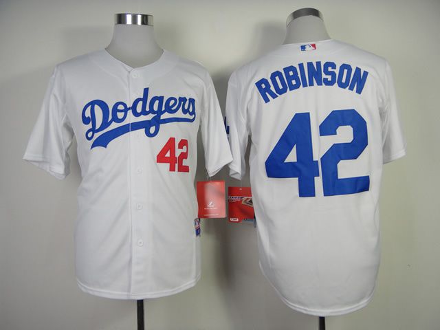 Men Los Angeles Dodgers 42 Robinson White MLB Jerseys
